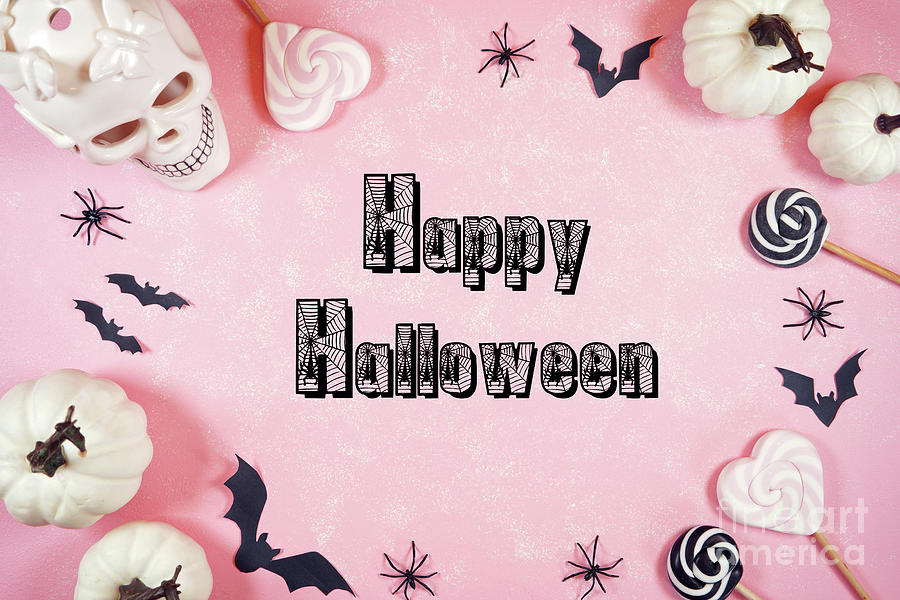 Modern pink Halloween theme flatly background. #4 Photograph by Milleflore Images
