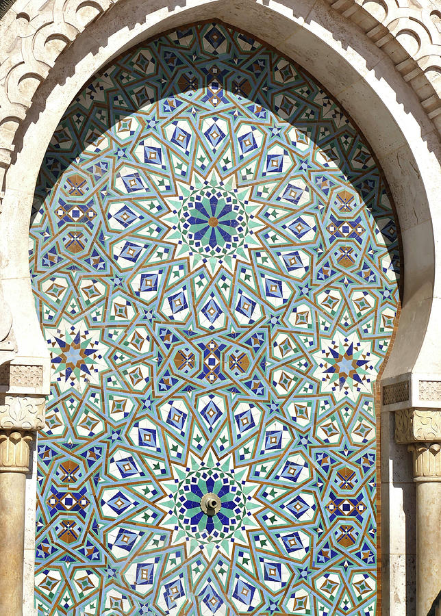 Mosaic exterior decorations of the Hassan II mosque Photograph by Steve Estvanik