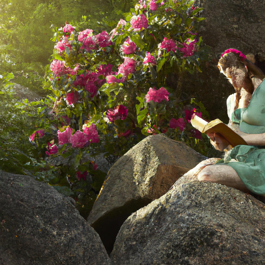 Girl With A Book Sitting On A Rock And Flower Background Digital Art by Natarajan S Girl With A Book Sitting On A Rock And Flower Background Digital Art by Natarajan S