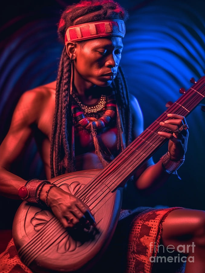 Musician  From  Huaorani  Tribe  Ecuador    Surreal  By Asar Studios Painting