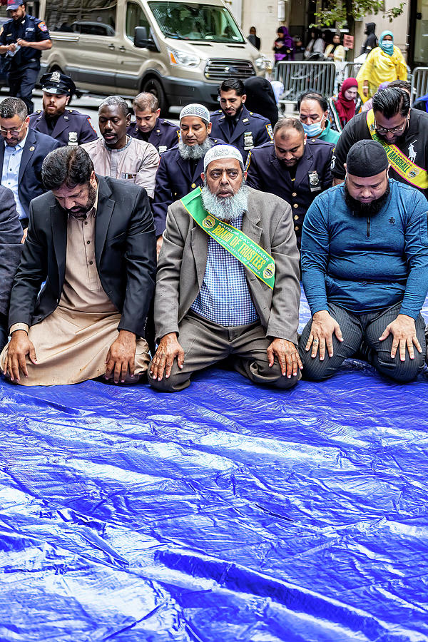 Muslim Day Parade NYC 2022 Prayers #4 Photograph by Robert Ullmann