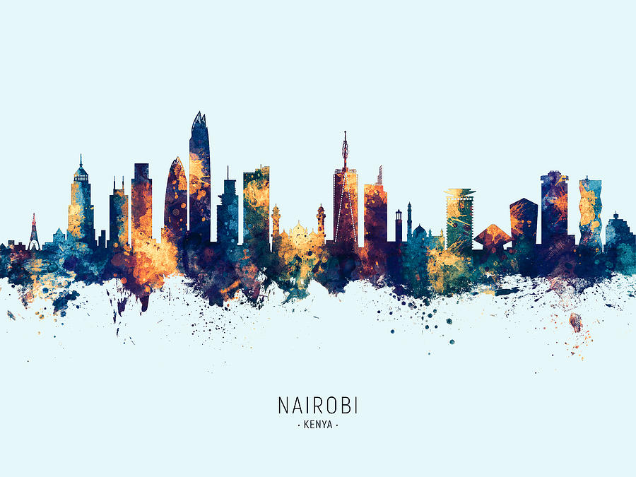 Nairobi Kenya Skyline #4 Digital Art by Michael Tompsett