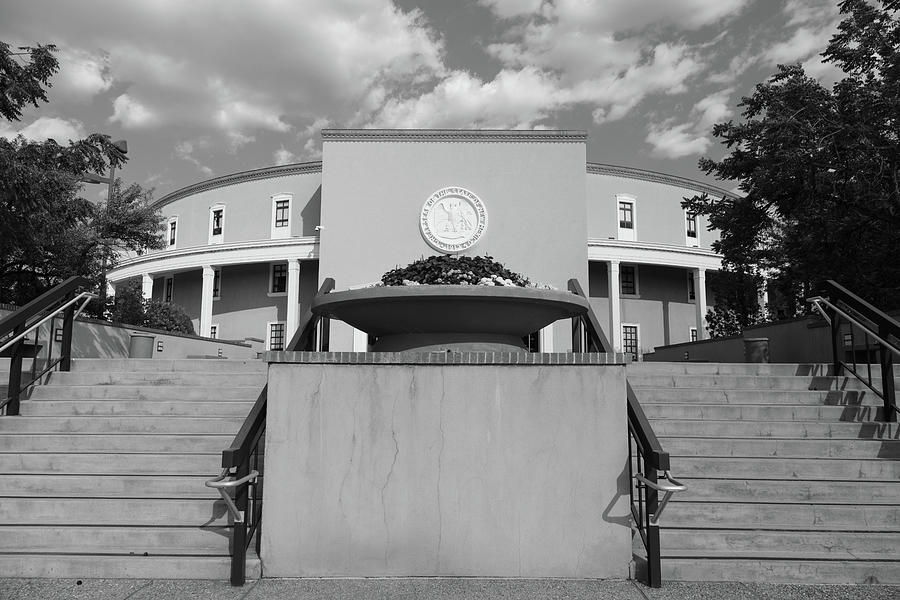 New Mexico state capitol building in Santa Fe New Mexico in black and white #4 Photograph by Eldon McGraw