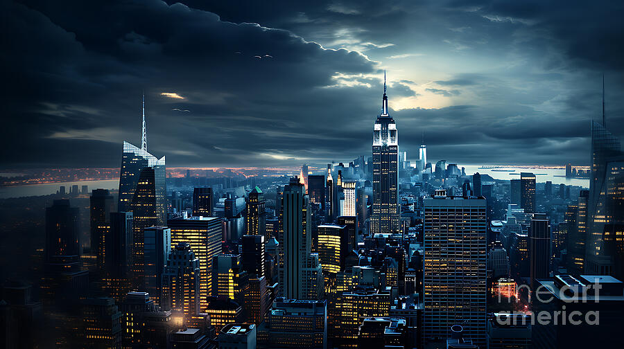 New York City United States The Empire State Bu by Asar Studios #4 Painting by Celestial Images