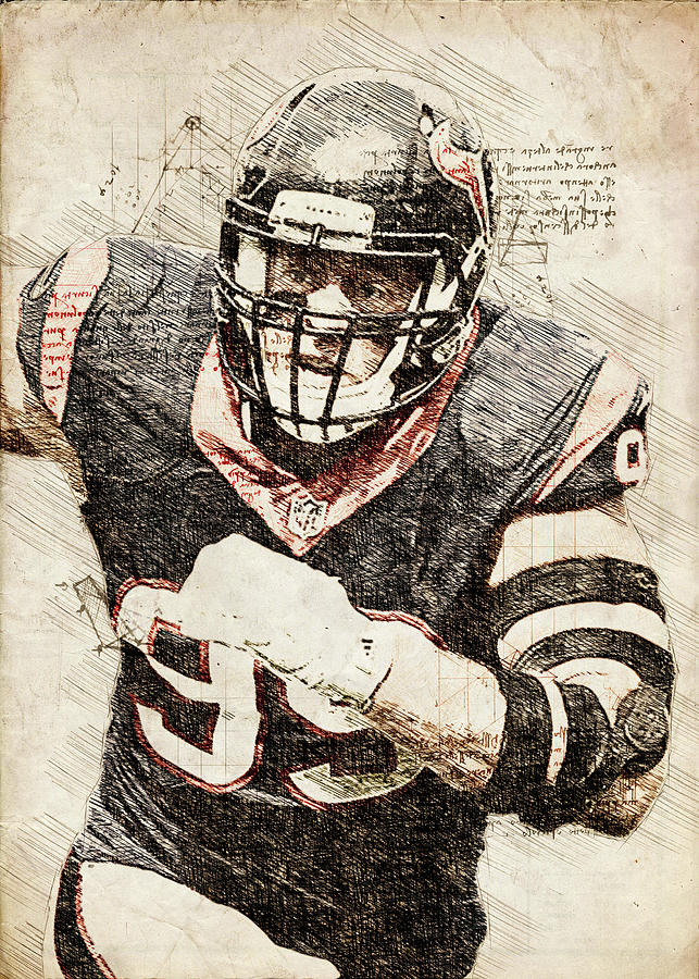 Ball NFL Houston Texans Player JJ Watt J.J.Watt J. J. Watt J.J.Watt Justin  James Digital Art by Wrenn Huber - Pixels