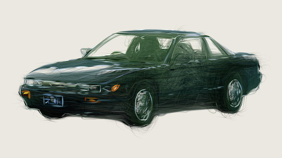 Nissan Silvia S13 Drawing Digital Art by CarsToon Concept Fine Art