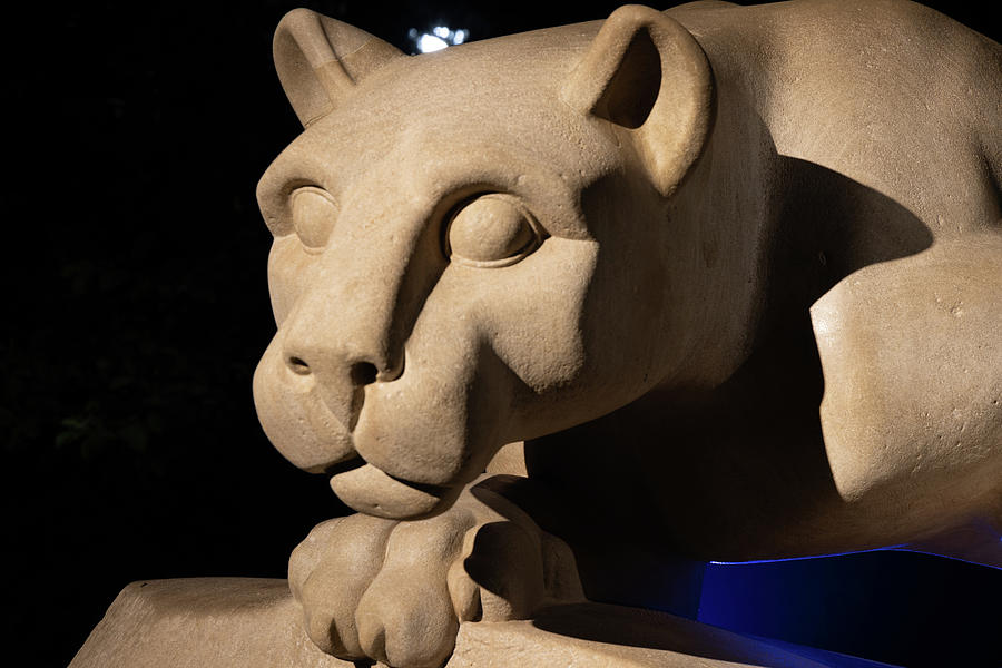 Nittany Lion Shrine at night at Penn State University #4 Photograph by Eldon McGraw