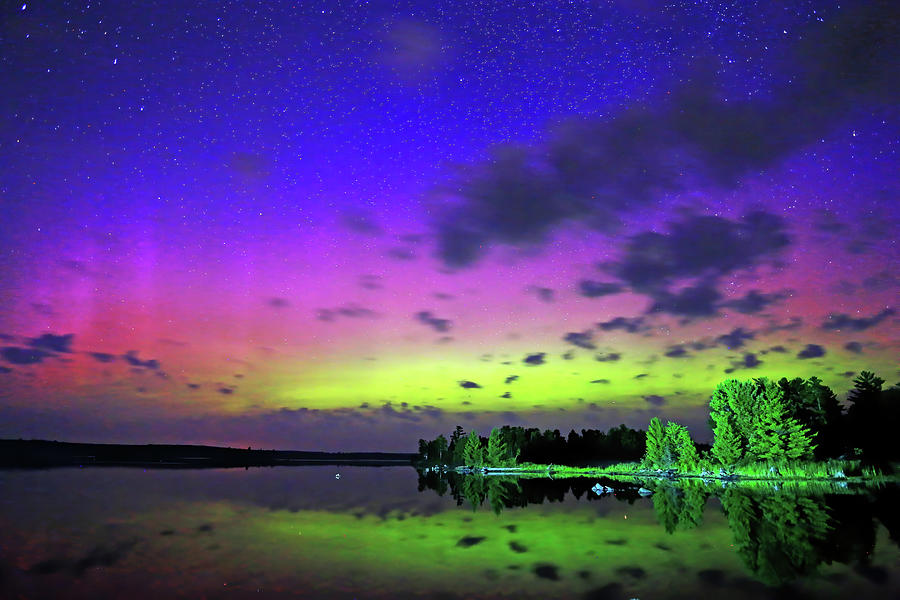 Northern Lights over Boulder Lake #4 Photograph by Shixing Wen