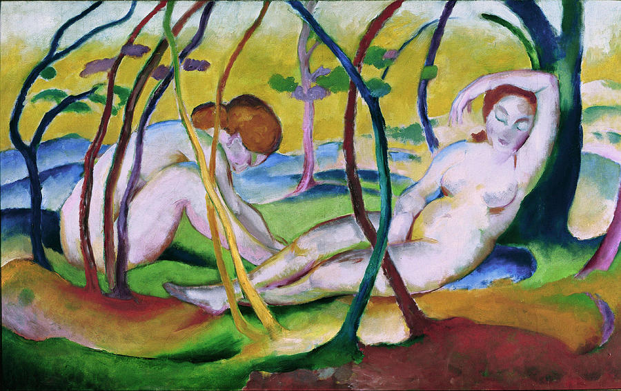 Franz Marc Painting - Nudes under Trees  #4 by Franz Marc