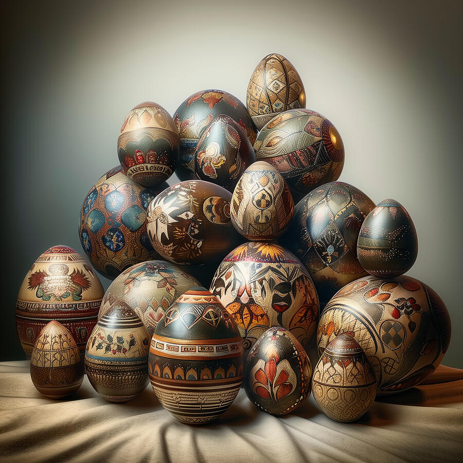 Egg Digital Art - Ornate Easter eggs #4 by Black Papaver