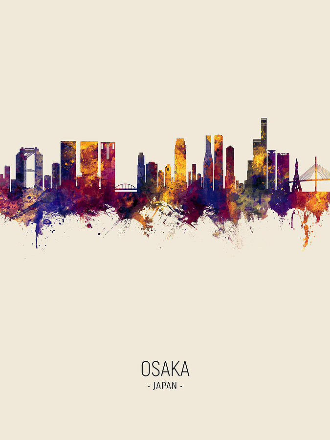 Osaka Japan Skyline #4 Digital Art by Michael Tompsett