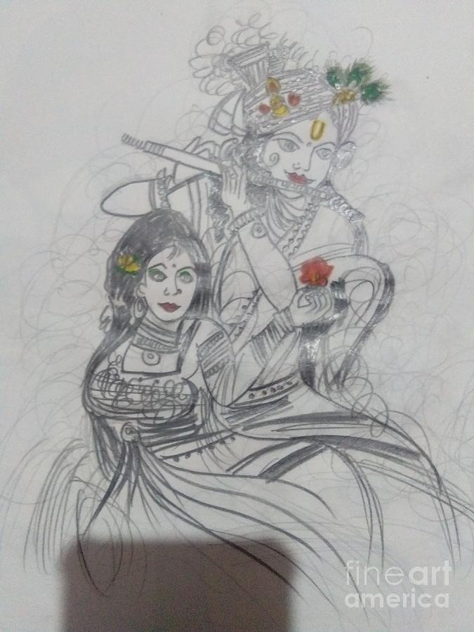 Radha Krishna drawing  hope you all like it  rIncredibleIndia