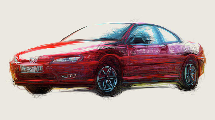 Peugeot 406 Car Drawing Digital Art by -