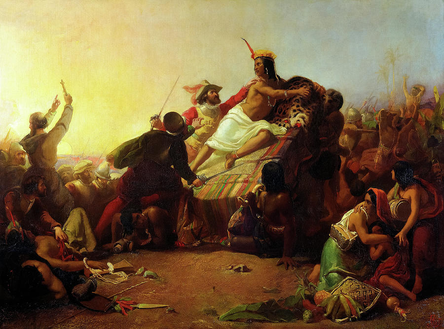 John Everett Millais Painting - Pizarro Seizing the Inca of Peru #4 by John Everett Millais