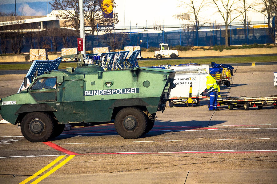 Police armored  protection vehicle in International Frankfurt Airport, #4 Photograph by Flik47