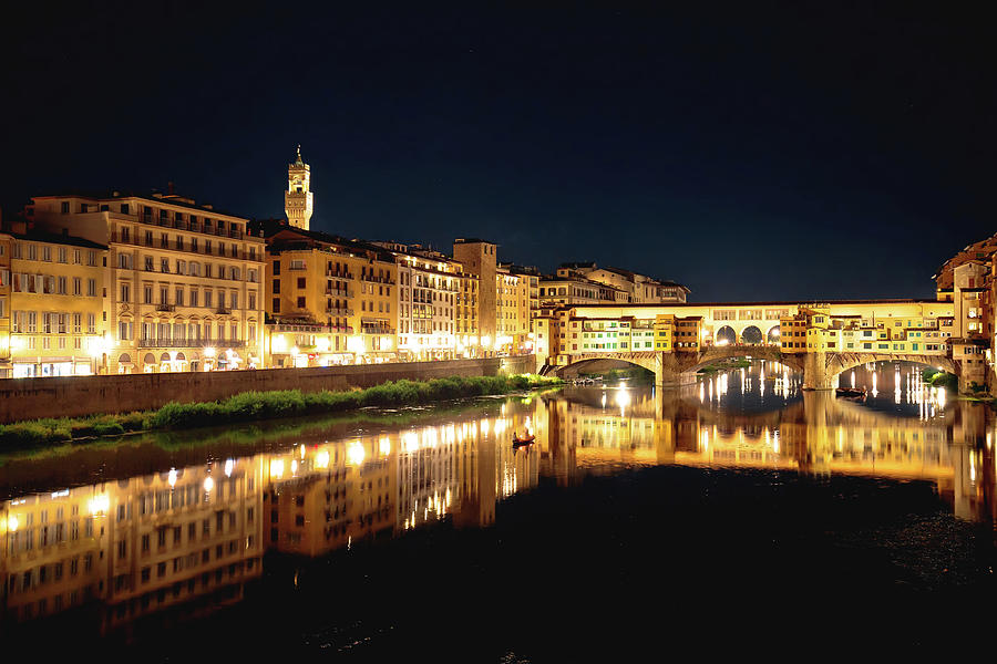 Ponte Vecchio bridge and Arno river waterfront in Florence eveni #4 Photograph by Brch Photography