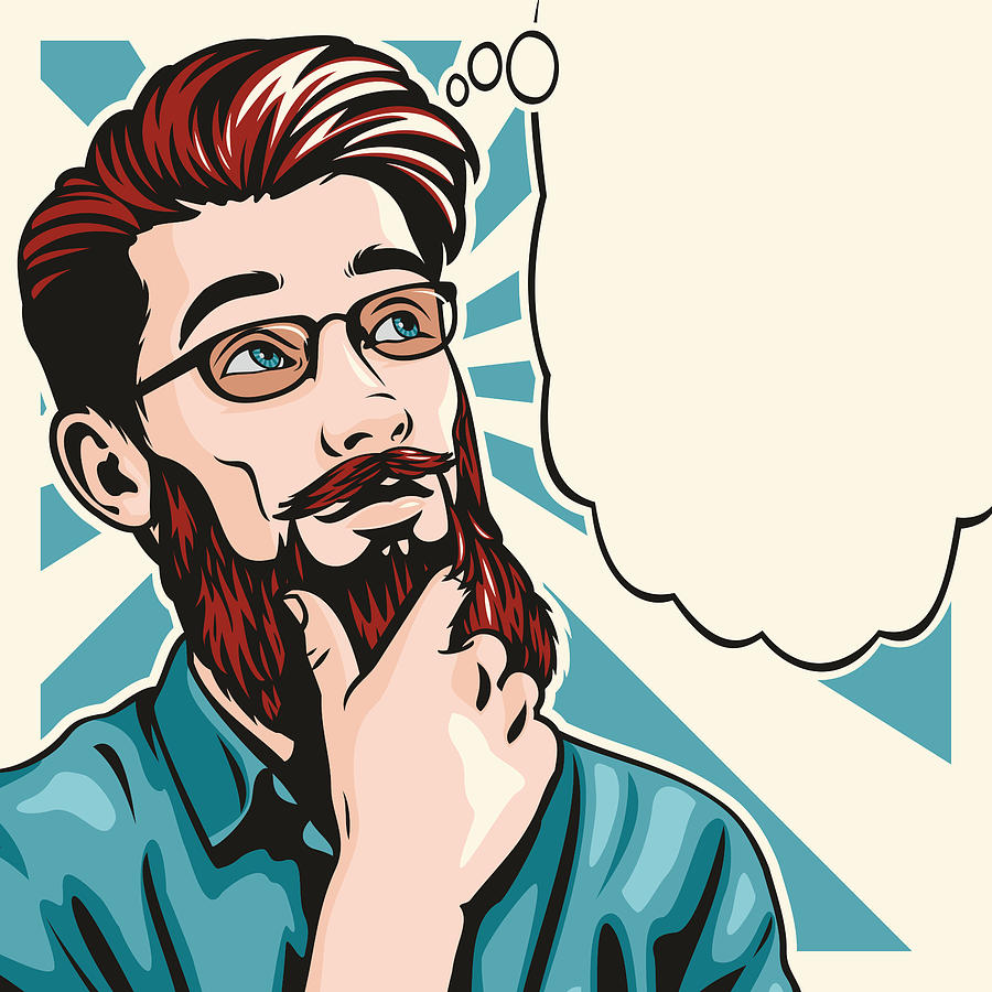 Pop art style thinking hipster Man #4 Drawing by Jameslee1
