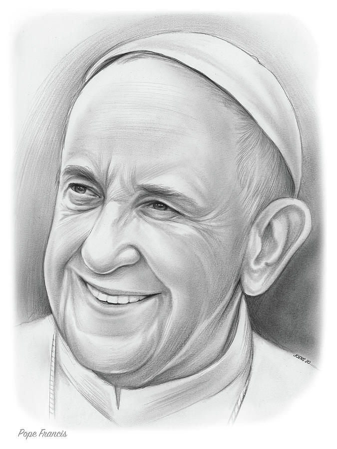Jesus Christ Drawing - Pope Francis #4 by Greg Joens
