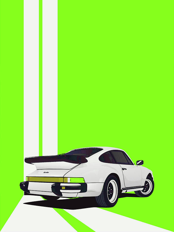 Porsche 911 930 Classic Poster Green Background Digital Art by ...