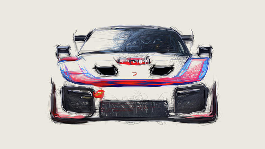 Porsche 935 Car Drawing #4 Digital Art by CarsToon Concept