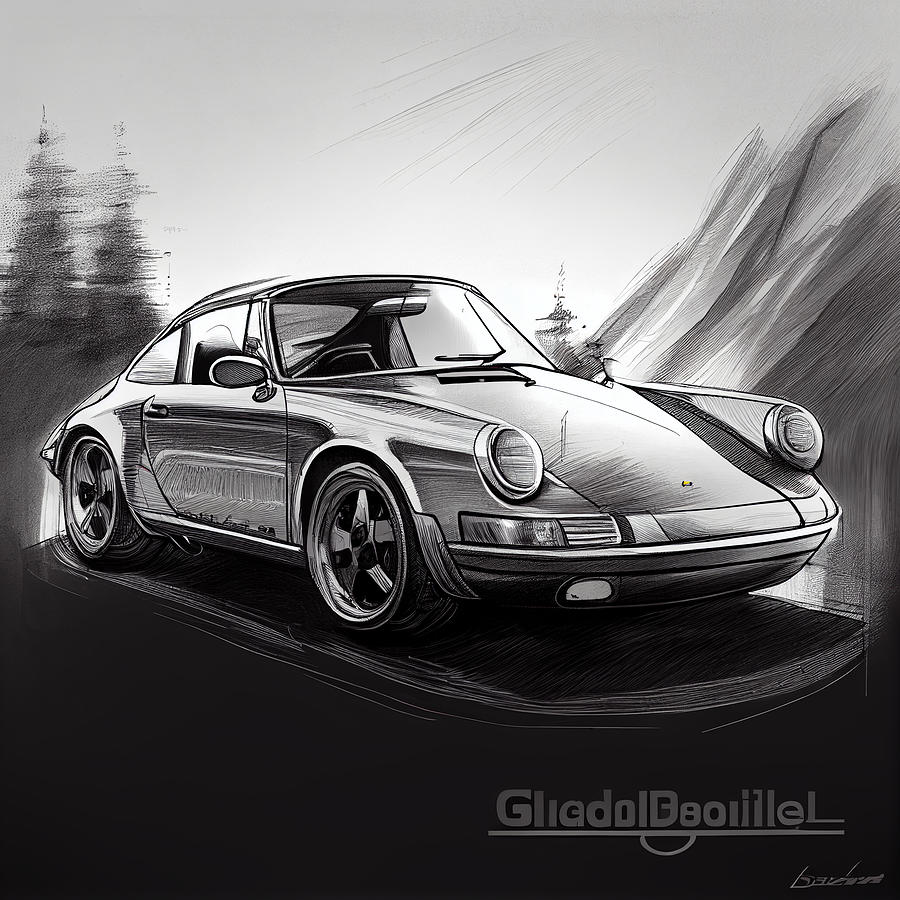 porsche SC Targa Drawing by Asar Studios Digital Art by Celestial ...