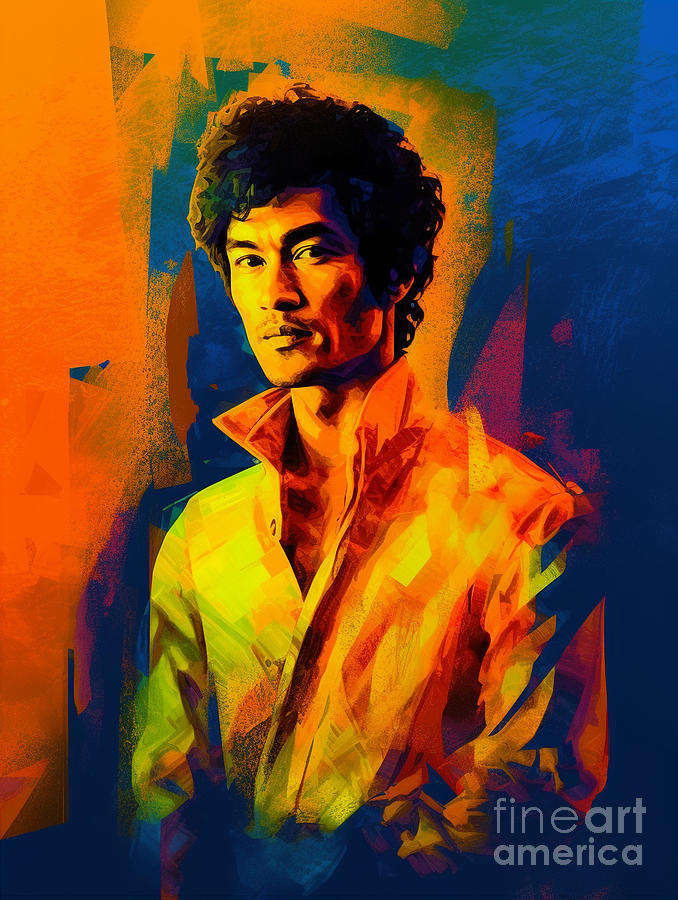 Fantasy Painting - Portrait  of  Bruce  Lee    Surreal  Cinematic  Minima  by Asar Studios #4 by Celestial Images