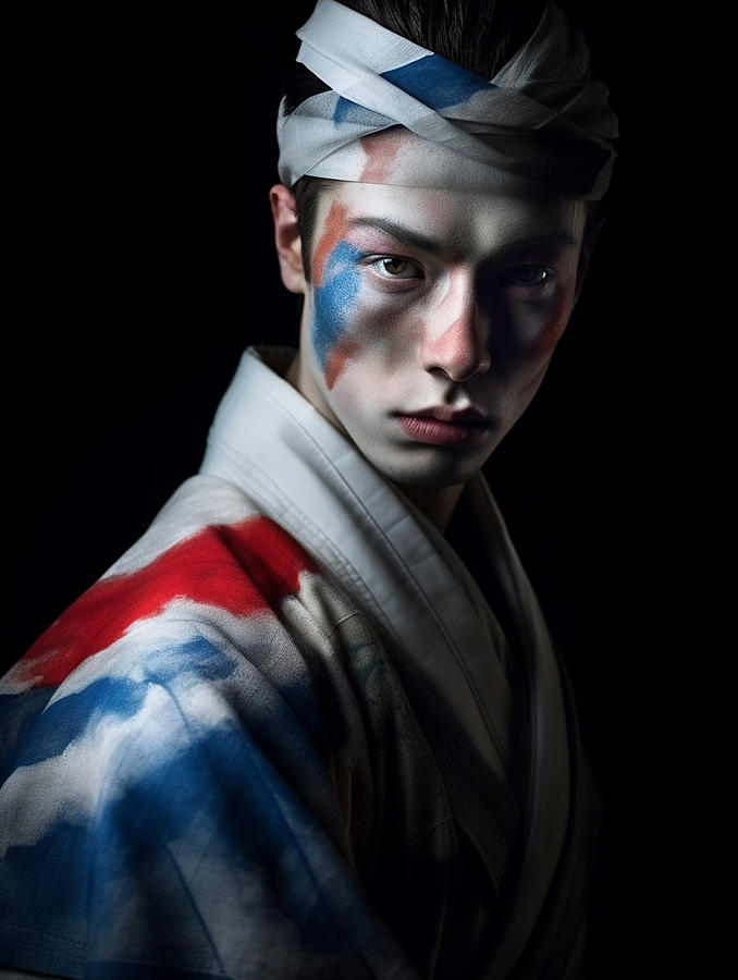 portrait  of  handsome  young  bunraku  artist  by Asar Studios Painting