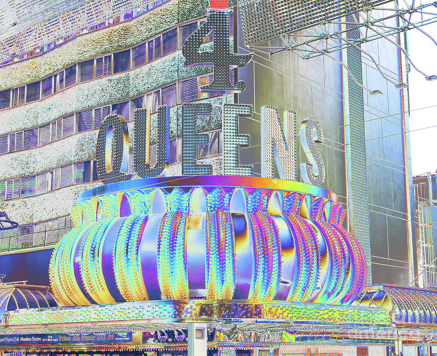 New Orleans Photograph - 4 Queens Hotel and Casino in Neon Abstract by Brad Knorr Art