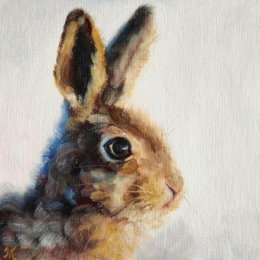 Rabbit oil painting Painting by Iryna Khort | Fine Art America