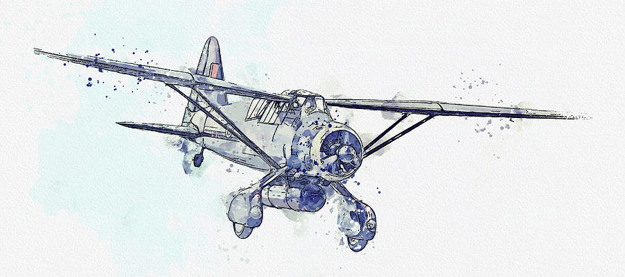 RAF Westland Lysander V G-CCOM Vintage Aircraft - Classic War Birds - Planes watercolor by Ahmet Asa #4 Painting by Celestial Images