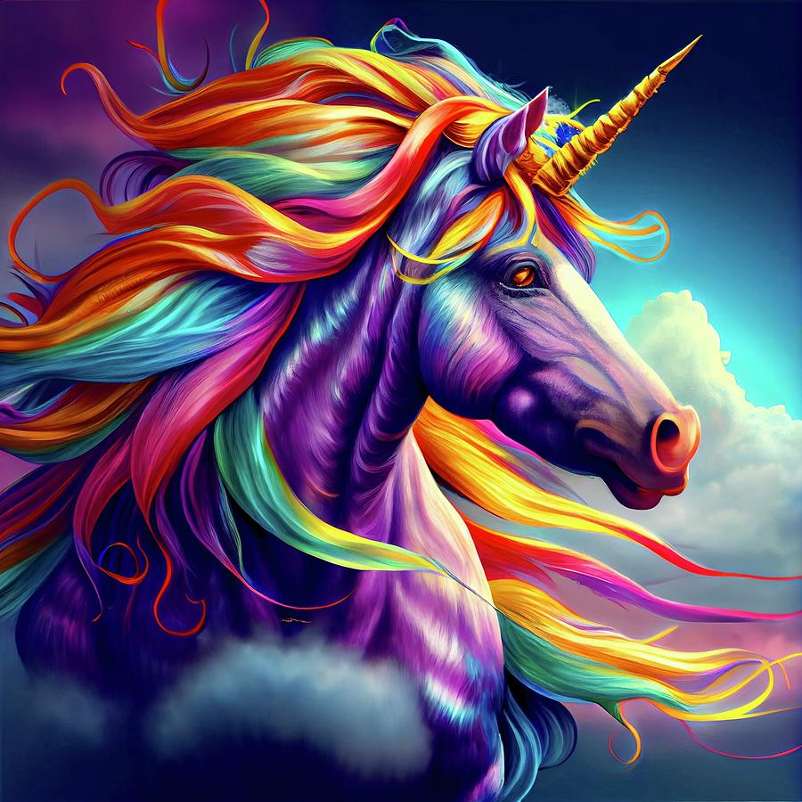 Rainbow-Colored Unicorn Digital Art by Julia Reed - Fine Art America