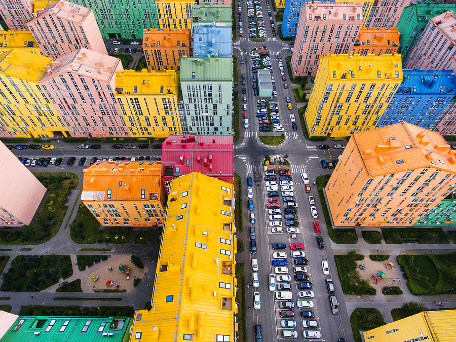 Rainbow houses aerial view #4 Photograph by DKart