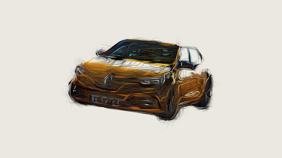 Renault Megane RS Trophy Car Drawing #4 Digital Art by CarsToon Concept