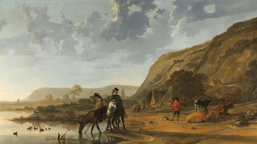 P Painting - River Landscape with Riders #4 by Aelbert Cuyp