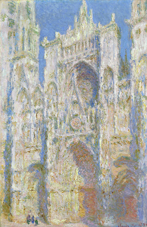 Claude Monet Painting - Rouen Cathedral, West Facade, Sunlight #4 by Claude Monet