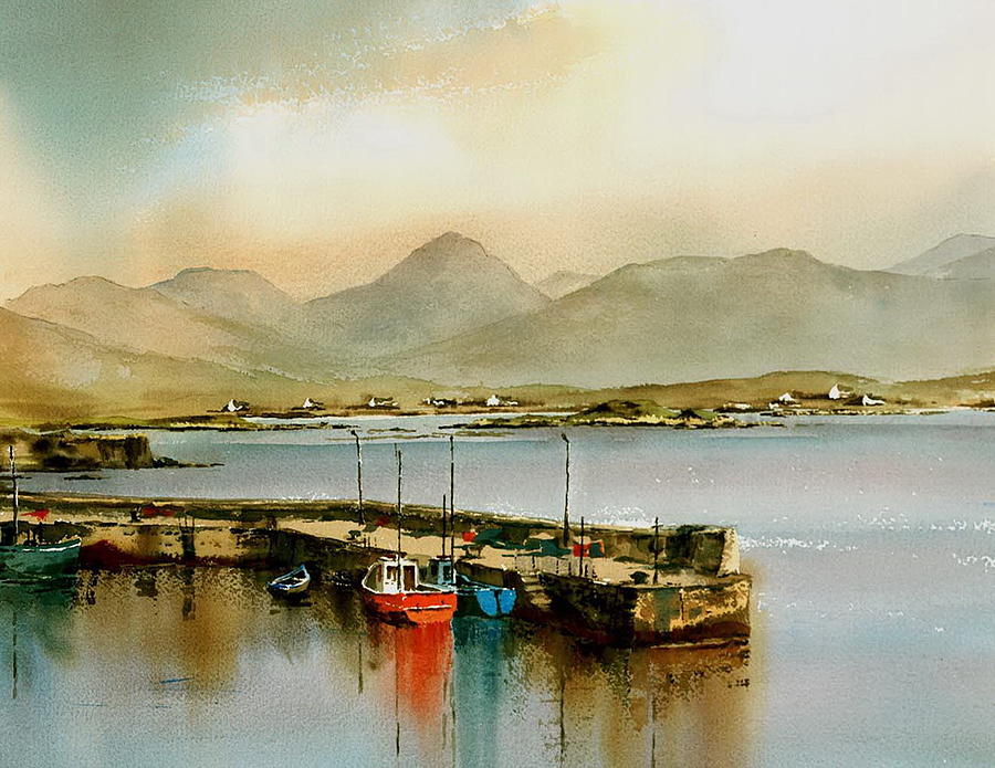 Roundstone Harbour, Galway #4 Painting by Val Byrne