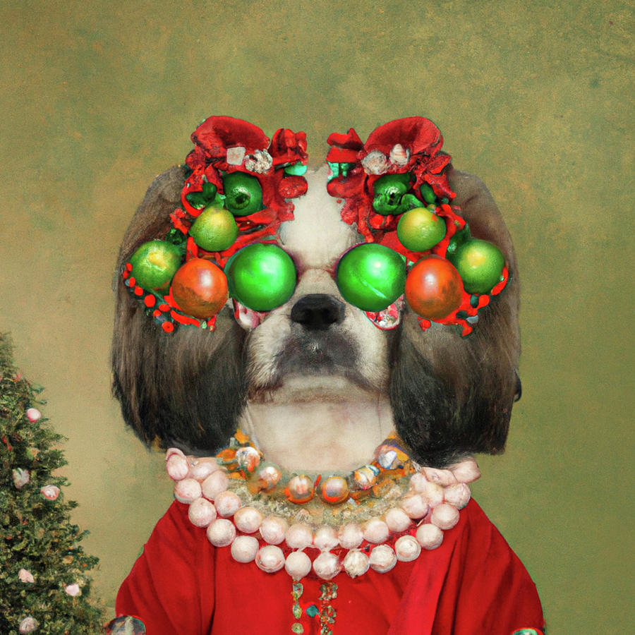 Royal, Ugly Christmas, Pet Portrait, Royal Dog Painting, Animal, King Portrait, Classic Pet Portrait #4 Painting by Ricki Mountain