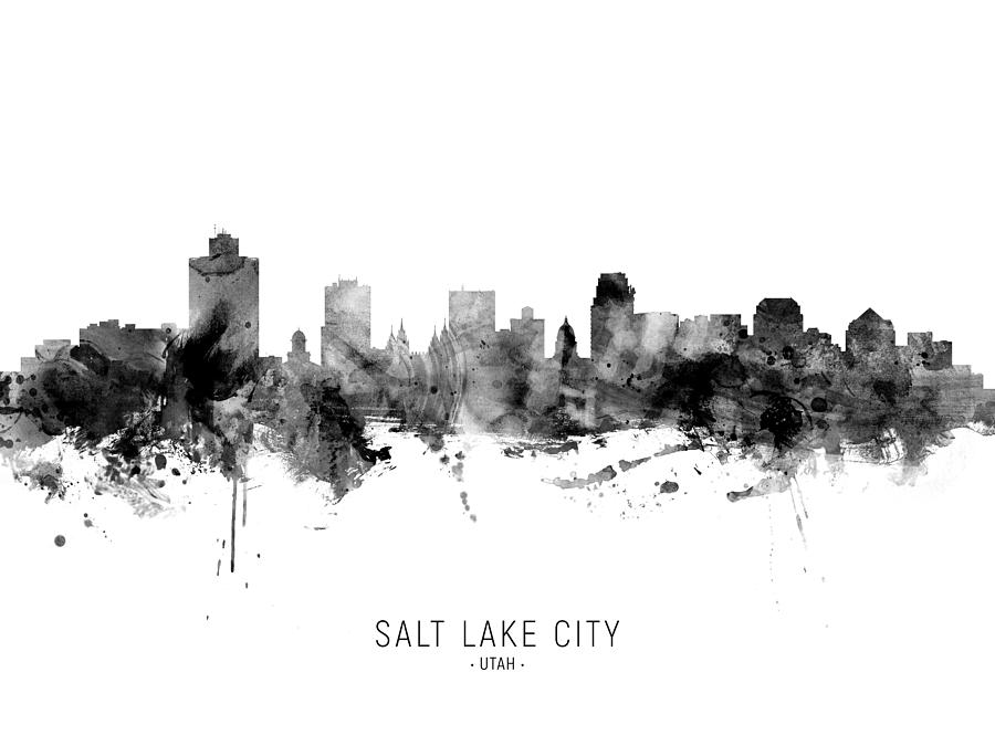Salt Lake City Utah Skyline #4 Digital Art by Michael Tompsett
