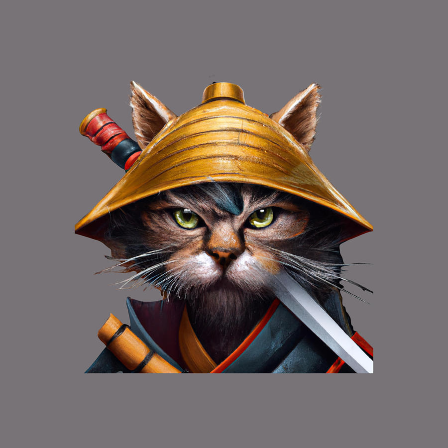 Samurai cat Digital Art by Raik Kroeber - Fine Art America