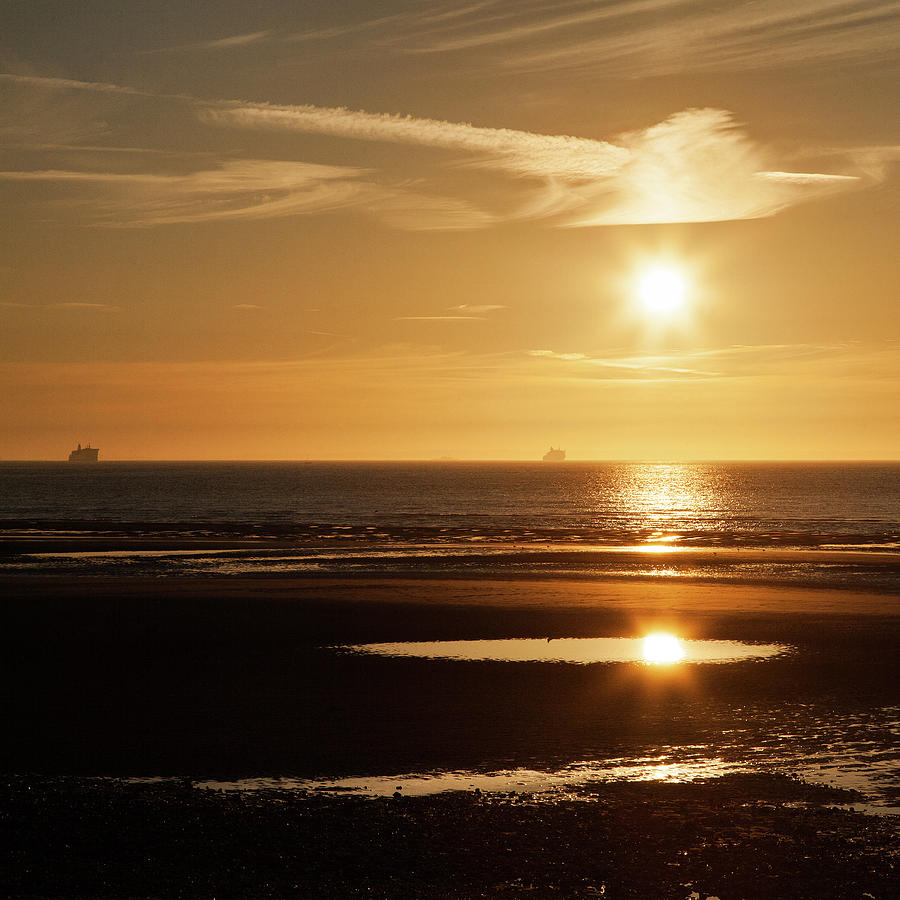 Sangatte beach at sunset #4 Photograph by Ian Middleton
