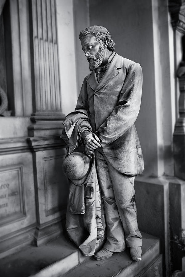 Immortal Stone - Statue Art of Staglieno Genoa black and white photos #5 Sculpture by Paul E Williams