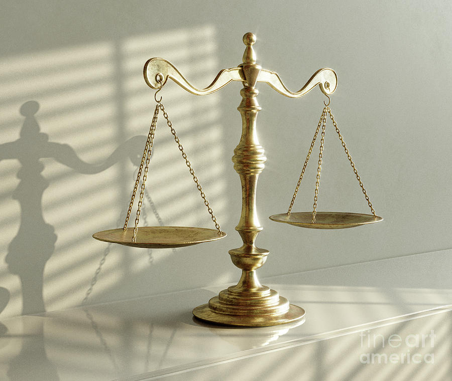 Scale Digital Art - Scales Of Justice And Shadows #4 by Allan Swart