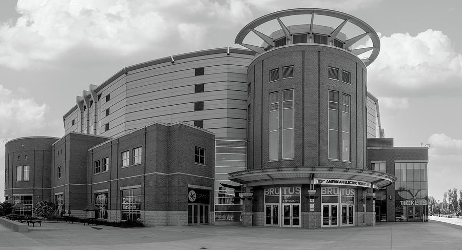 Schottenstein Center at Ohio State University in black and white #4 Photograph by Eldon McGraw