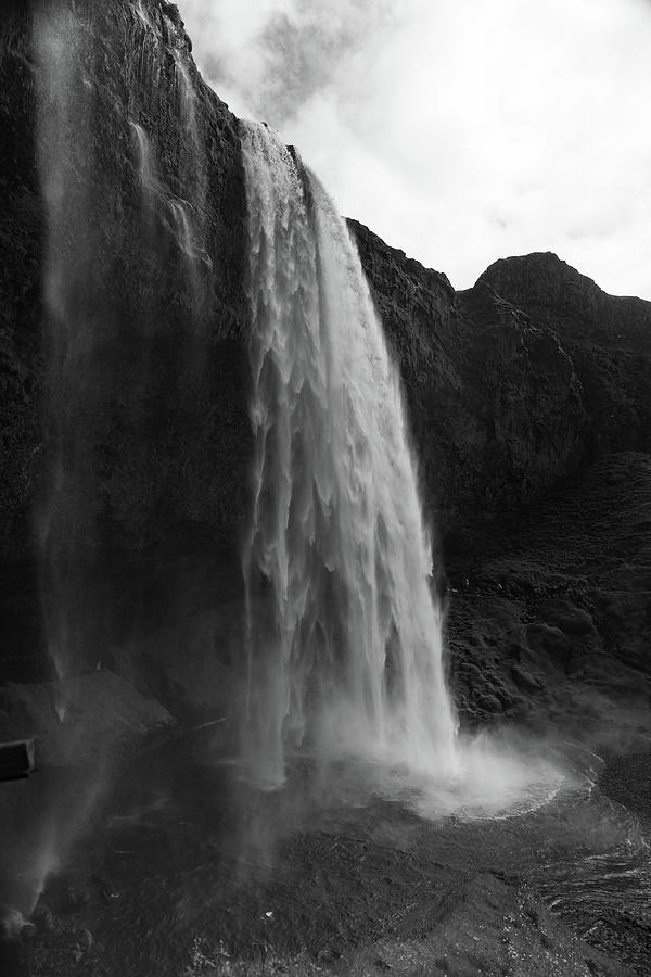 Seljalandsfoss waterfalls in Iceland in black and white Photograph by ...