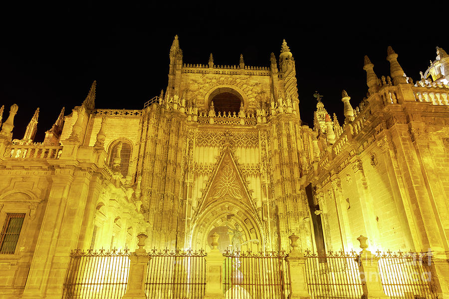 Seville Cathedral Spain at night #4 Photograph by Benny Marty