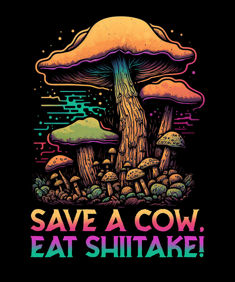 Mushroom Digital Art - Shiitake Mushroom Forest Fungi Shiitake Moral Vegan Umami #4 by Toms Tee Store