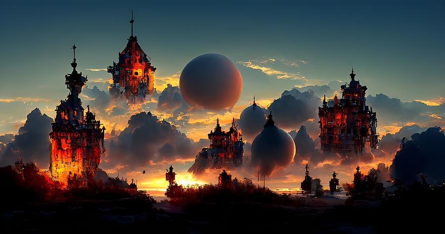 space city at Dawn 32 Digital Art by Frederick Butt