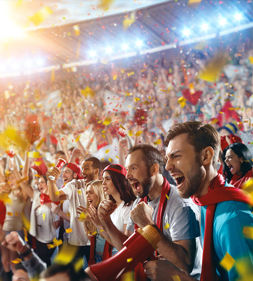 Sport fans: Happy cheering crowd #4 Photograph by Dmytro Aksonov