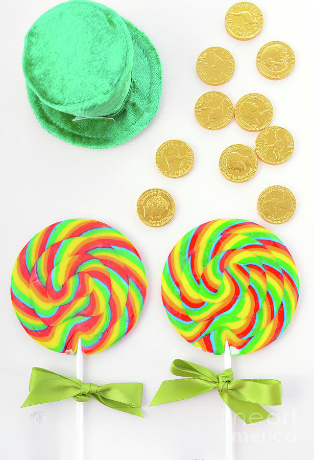 St Patricks Day Rainbow Lollipops #4 Photograph by Milleflore Images