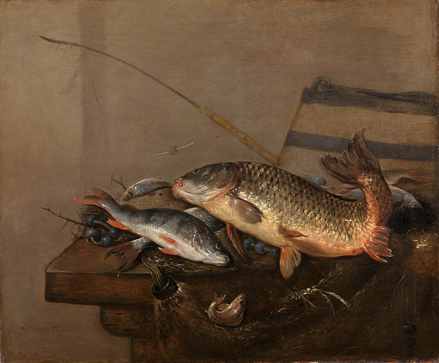 Still life with fish #5 Painting by Pieter van Noort